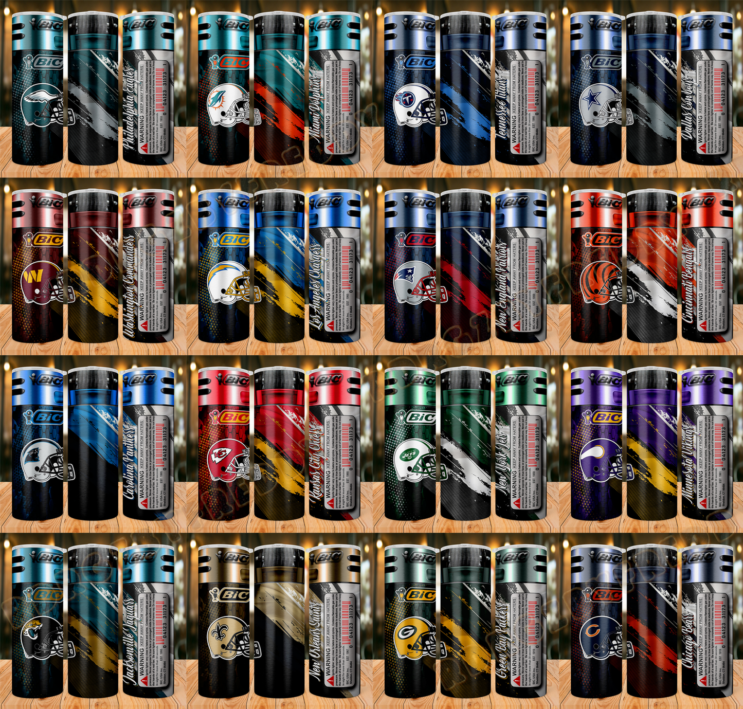 BIC Lighter Football Team Tumbler Wrap Bundle PNG ,Bundle tumbler png ,Sport tumbler designs bundle PNG, Lighter 20oz Tumbler Wrap Bundle