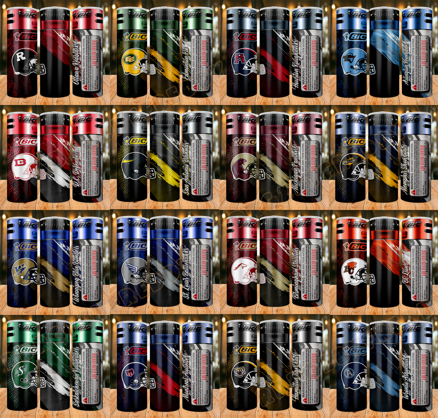 BIC Lighter Football Team Tumbler Wrap Bundle PNG ,Bundle tumbler png ,Sport tumbler designs bundle PNG, Lighter 20oz Tumbler Wrap Bundle