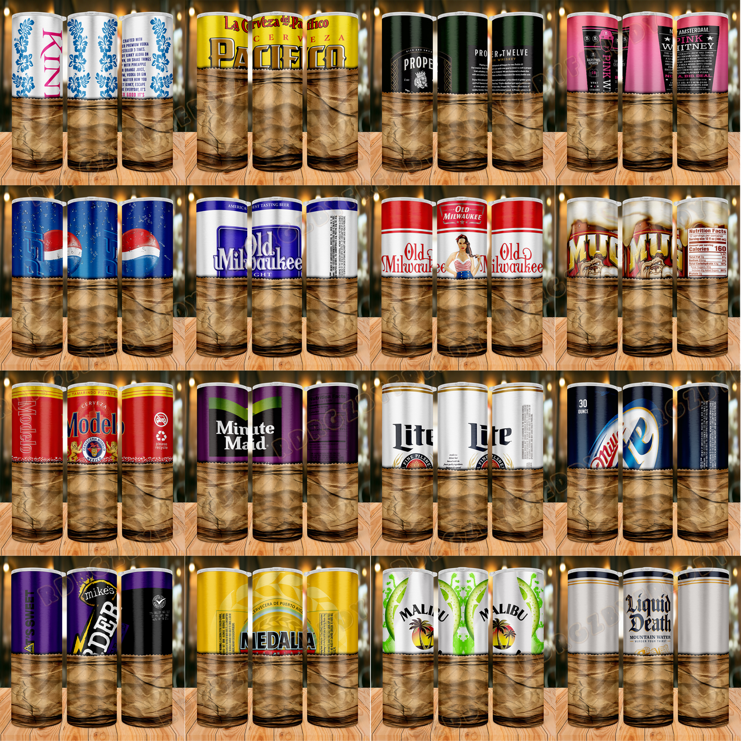 DRINK IN BAG Liquor & Soda Tumbler Wrap Bundle | 20oz Sublimation PNG | Beer, Soda Can, and Drink Designs | Print Shop Starter Pack Template