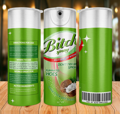 Bitch Spray Bundle Designs, Bitch Be Gone 20oz Tumbler Wrap PNG File For Sublimation, Rainbow Bitch Spray, Funny spray tumbler wrap.