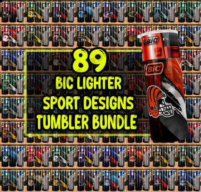 BIC Lighter Football Team Tumbler Wrap Bundle PNG ,Bundle tumbler png ,Sport tumbler designs bundle PNG, Lighter 20oz Tumbler Wrap Bundle